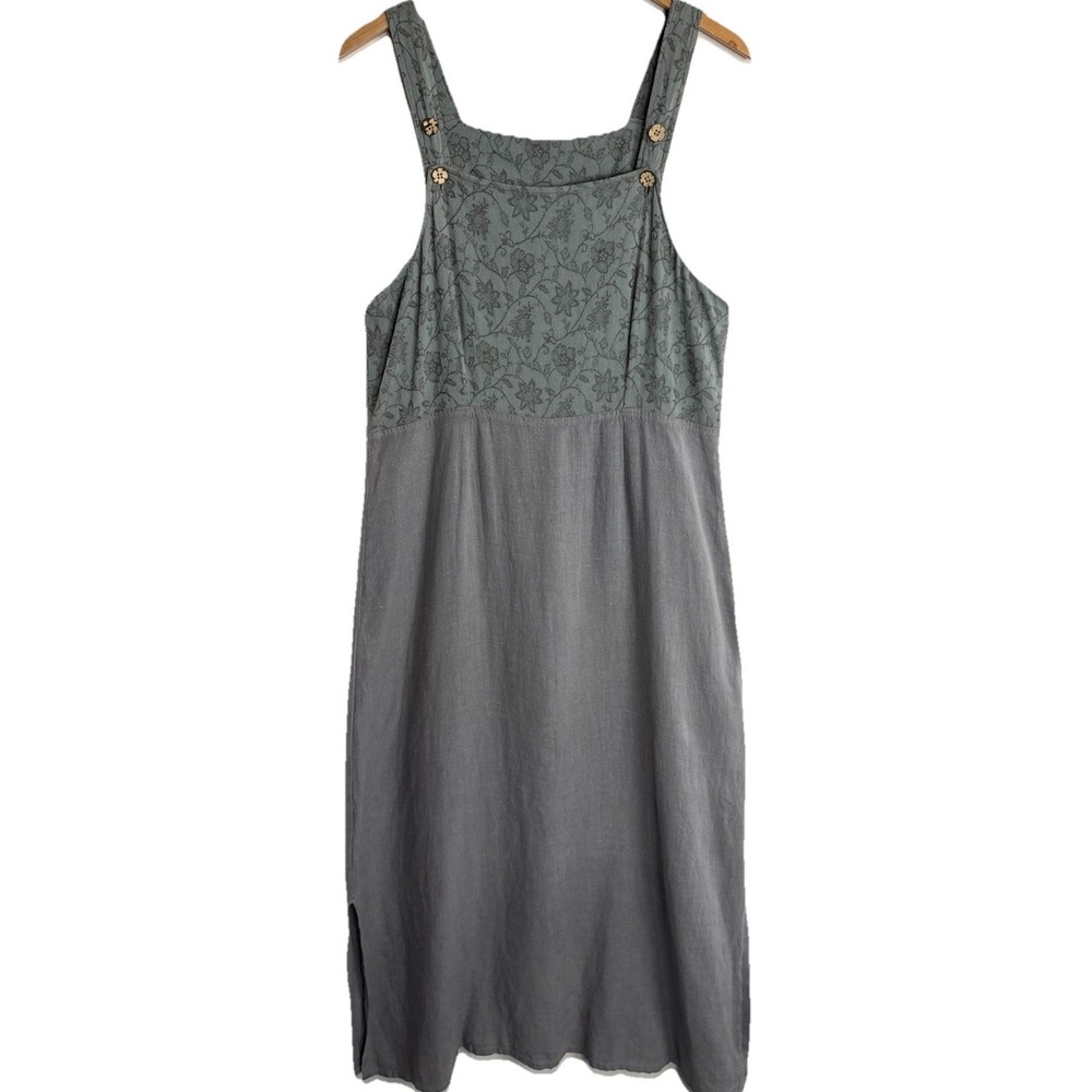 Aly Wear Linen Jumper Maxi Dress Womens Small Gray Green Cottagecore‎ Lagenlook